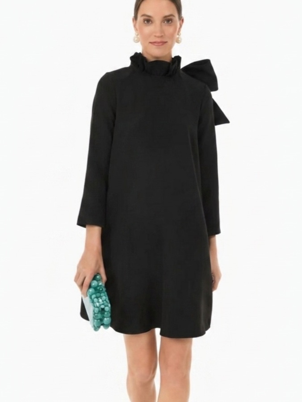Tuckernuck Black Daphne Dress NWT Ruffle Collar Bow Back Swing Size XL